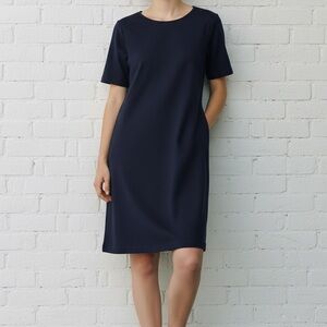 Gap Small Navy Blue Short Sleeve Scoop Back Uniform Preppy School Dress B6